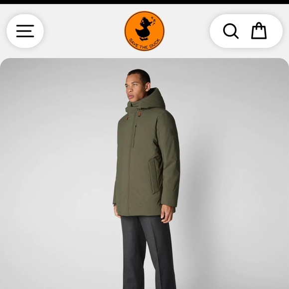 Save the duck men’s antoine faux fur lined hooded parka in laurel Green - Picture 2 of 6